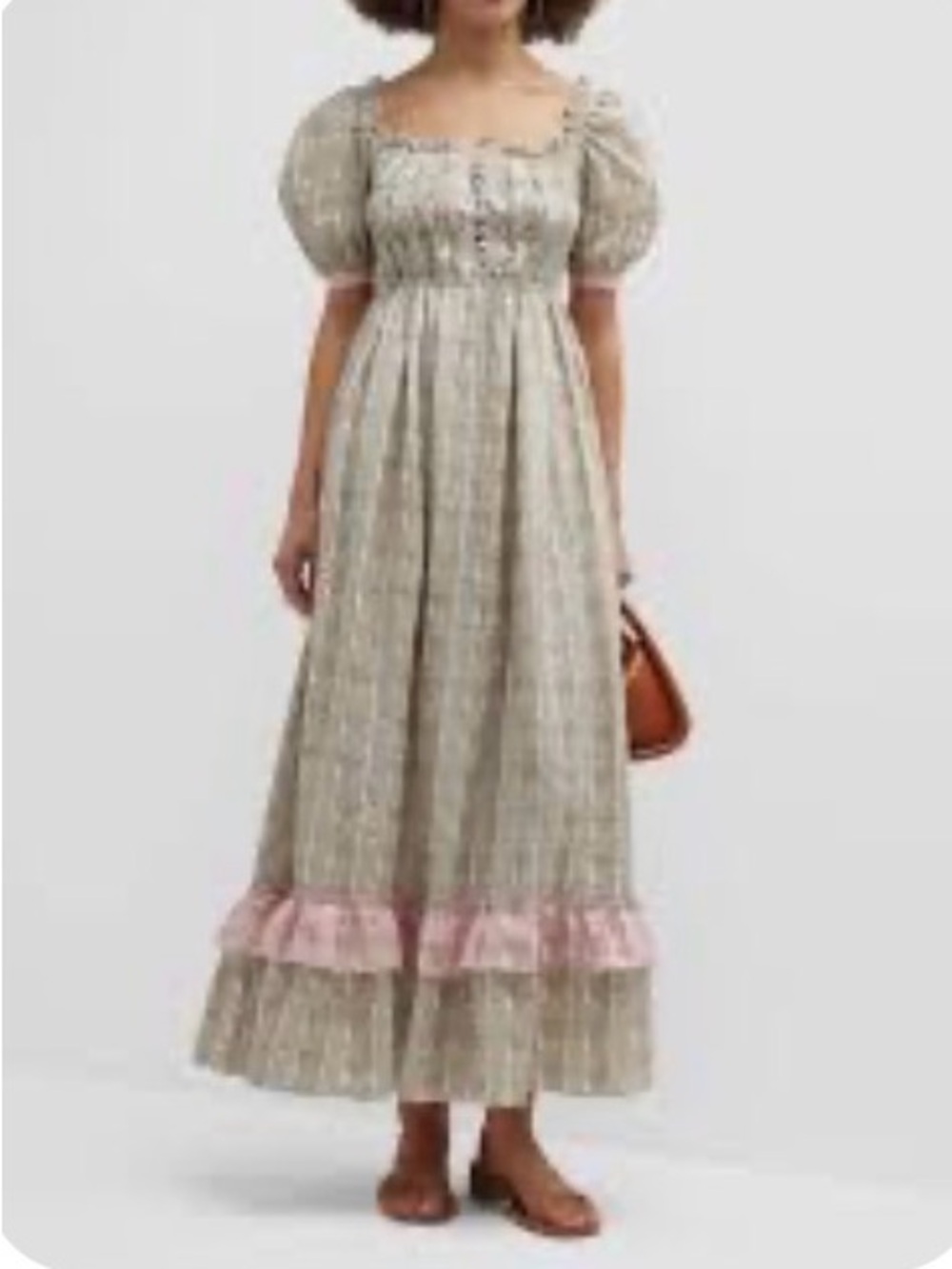 Elisa Linen Smocked Button-Front Midi Dress